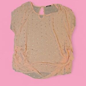 Sheer Peach Top with Gold Accents